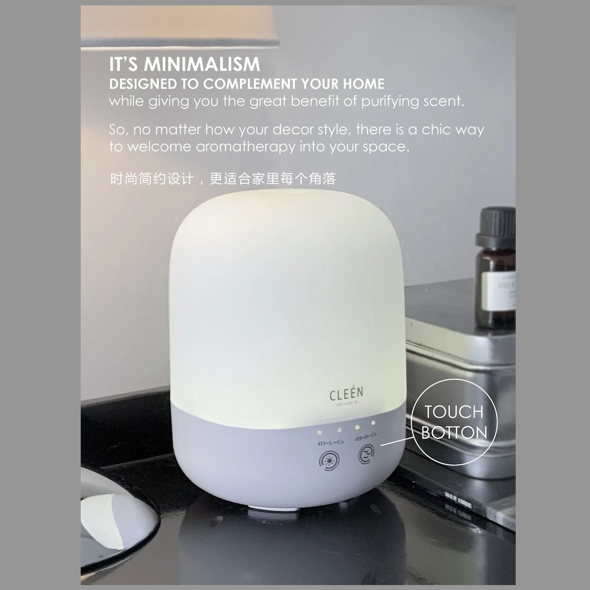 Cleanspace Diffuser CLEEN Home Diffuser – Air Humidifier Ultrasonic Aroma Diffuser (300ml)